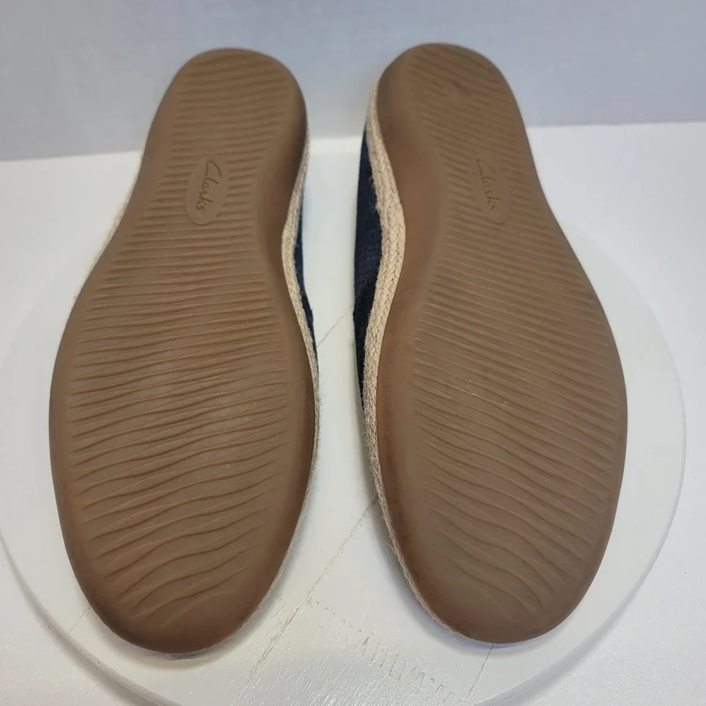Clarks Collection Danelly Sky Espadrille Slip-Ons Navy Blue Suede US 9.5 M